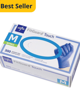 FitGuard Touch Powder-Free Nitrile Exam Gloves Manufacturer: MEDLINE - Blue