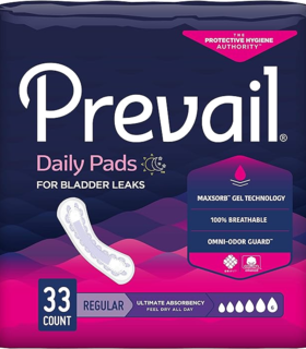 Prevail Ultimate Absorbency Incontinence Bladder Control Pads for Women, 33 Count - Blue, M
